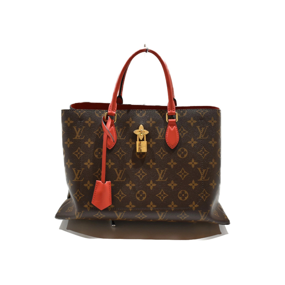 LOUIS VUITTON Flower Tote Monogram Red Canvas 2way Shoulder Bag